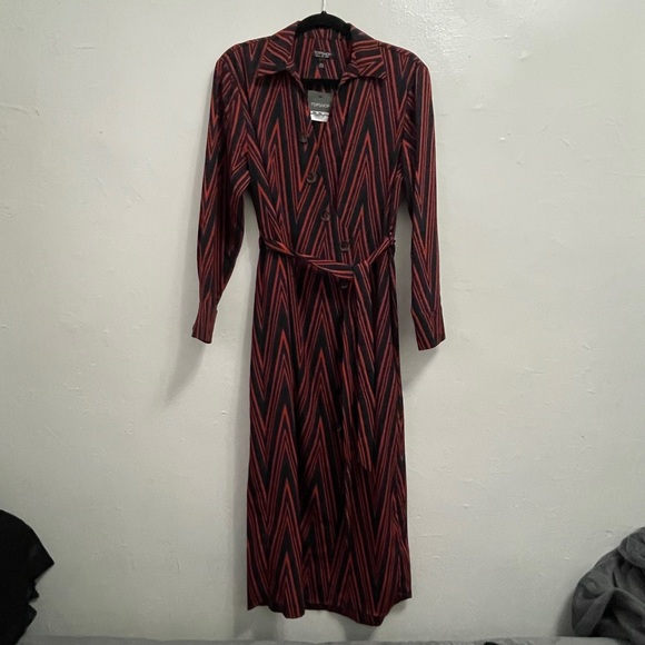 • TOPSHOP • Chevron Print Midi Dress - Picture 2 of 8